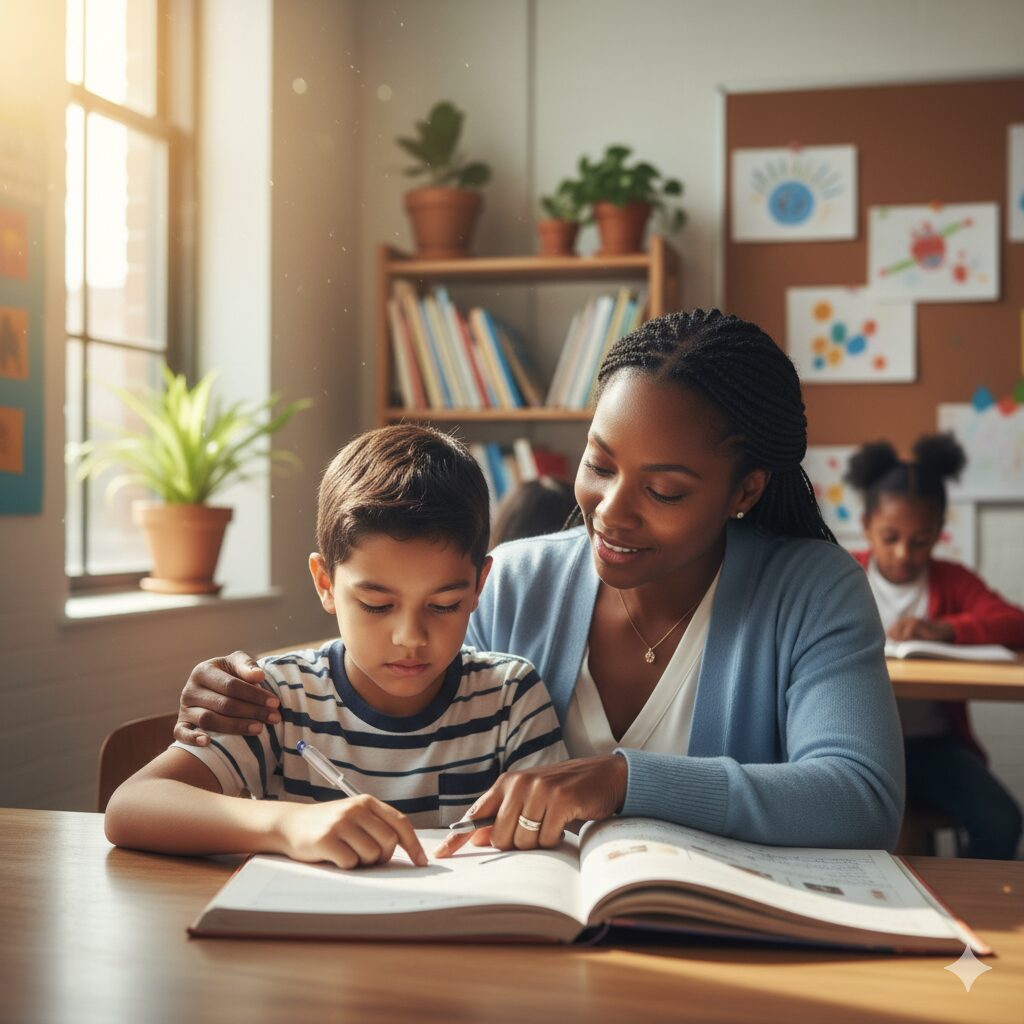 Woman Mentoring Child